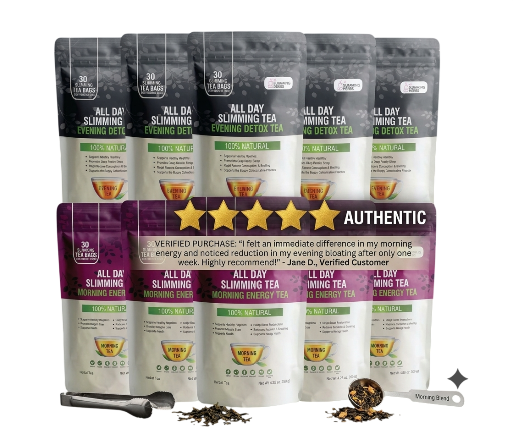 "All Day Slimming Tea verified customer review and 5-star rating bundle"